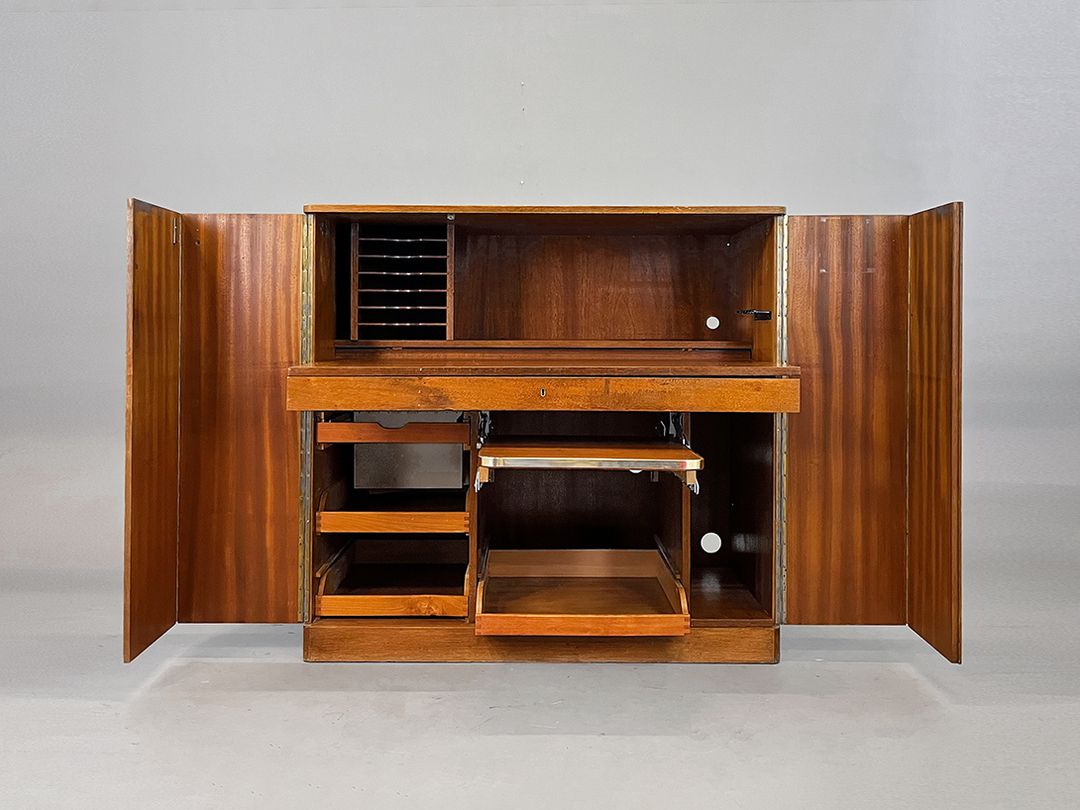 Foto Oak Wooden Folding Desk Magic Box Secretary, Germany 1960s
