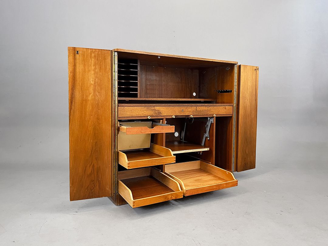 Foto Oak Wooden Folding Desk Magic Box Secretary, Germany 1960s
