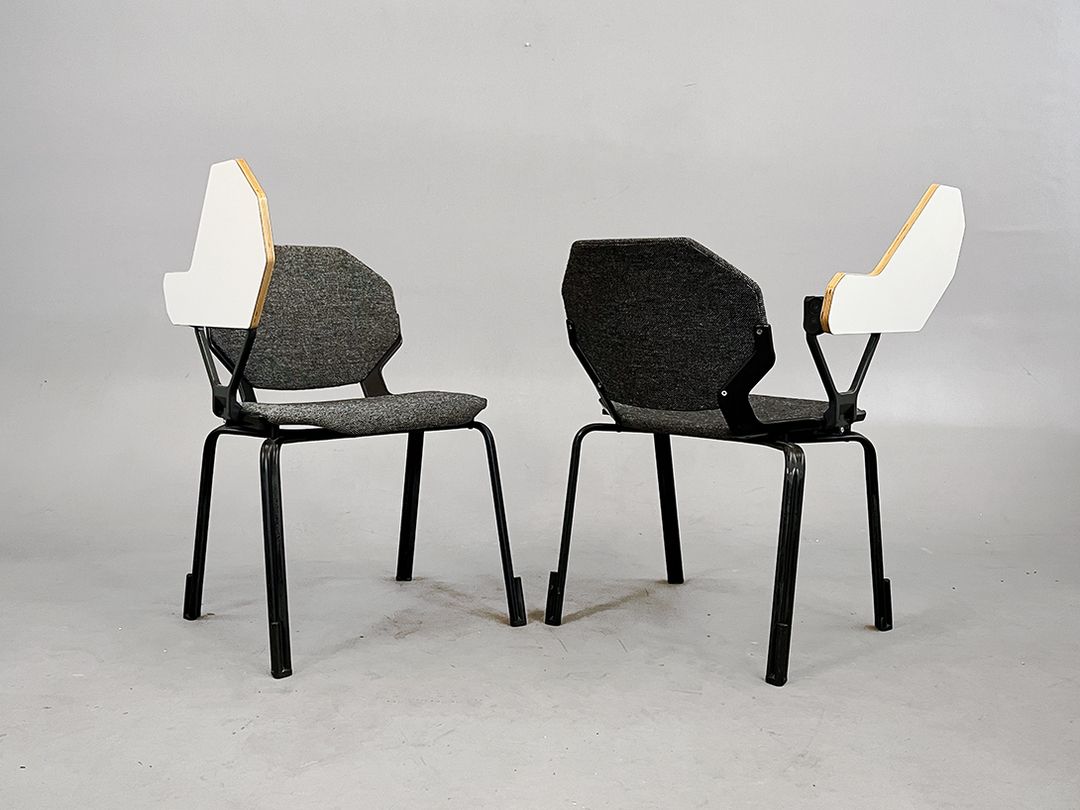Foto Fröscher Chair with integrated Table, Grey Textile h80