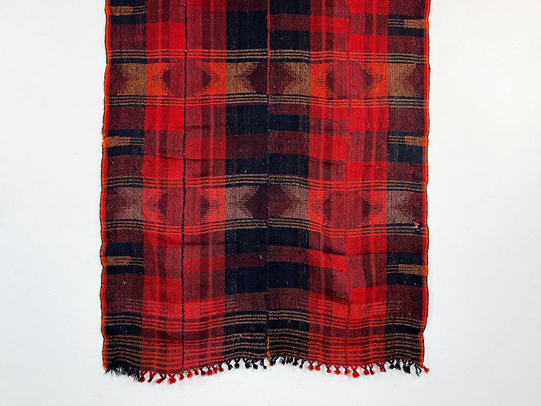 Foto Red and Black 1970s Bedspread 150&#215;140