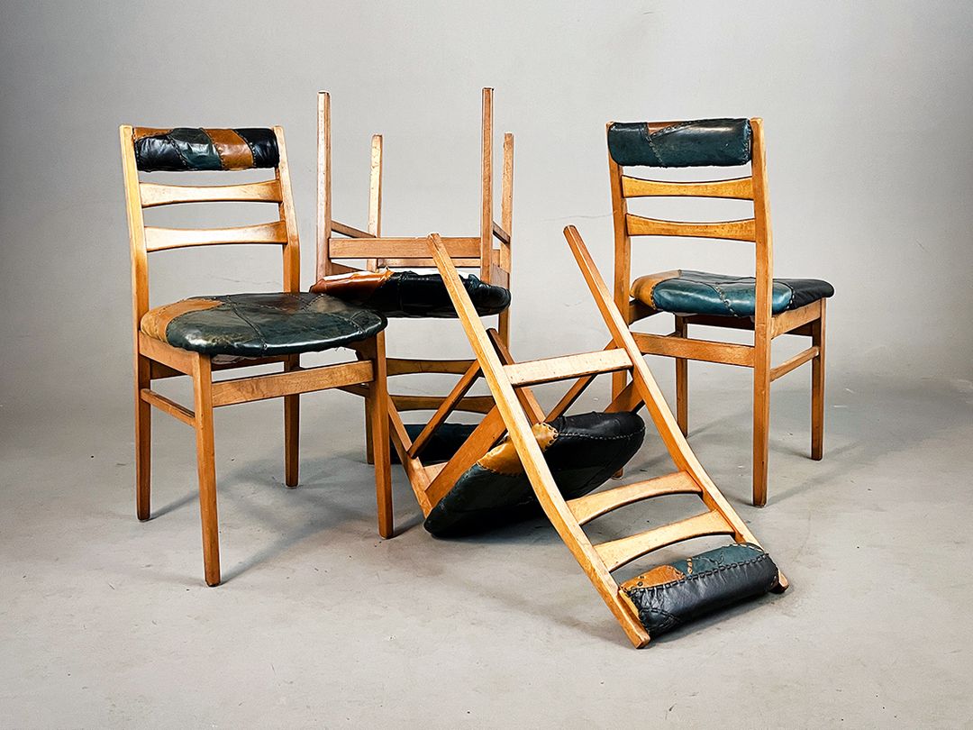 Foto Dining Chair with Patchwork Leather Upholstery