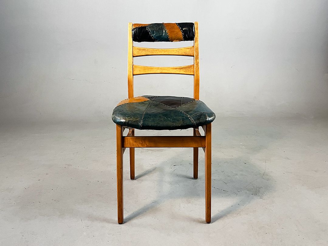 Foto Dining Chair with Patchwork Leather Upholstery