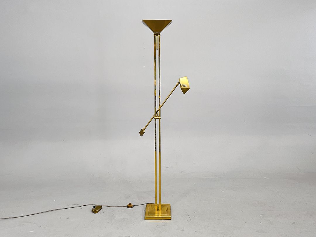 Foto Torch Floor Lamp Hollywood Regency Brass h180 C1
