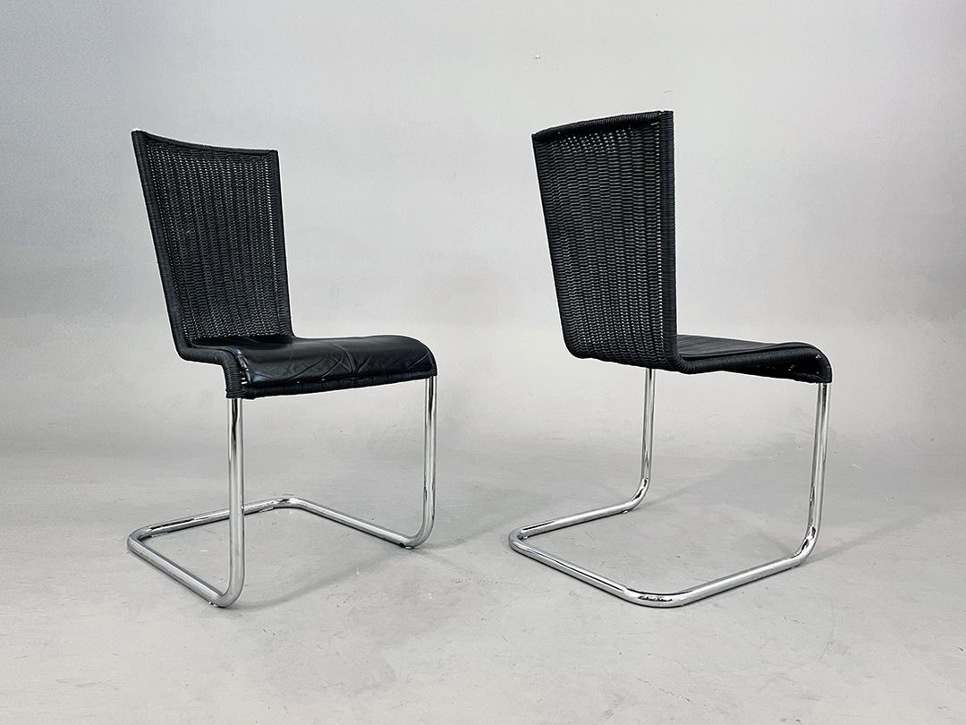 Foto Black Tecta WK 724 Cantilever Chair with Leather Cushion h92
