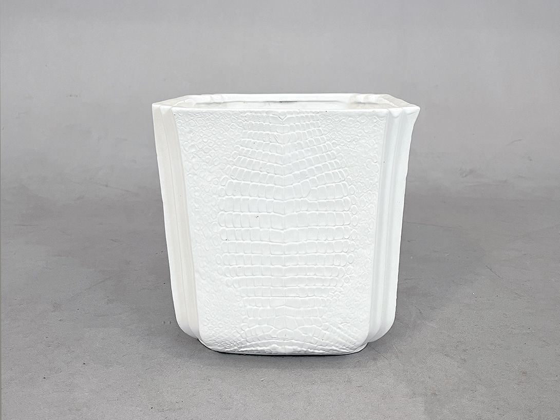 Foto Antique White Porcelain Flower Pot with Crocodile Skin Surface h27