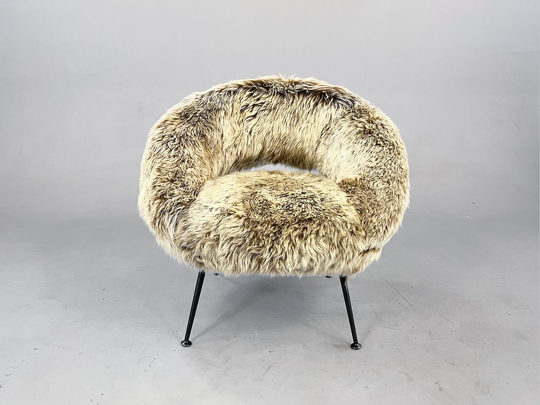 Foto 1950s Cozy Fluffy Cocktail Chair h76
