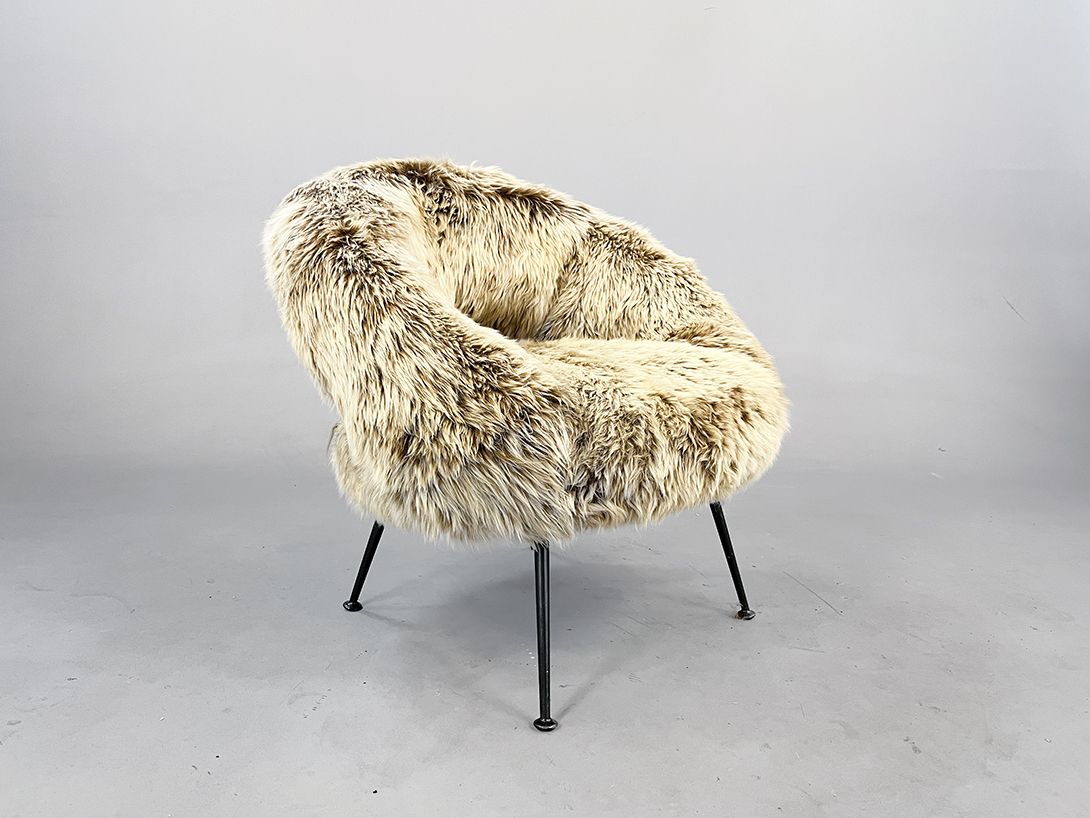 Foto 1950s Cozy Fluffy Cocktail Chair h76