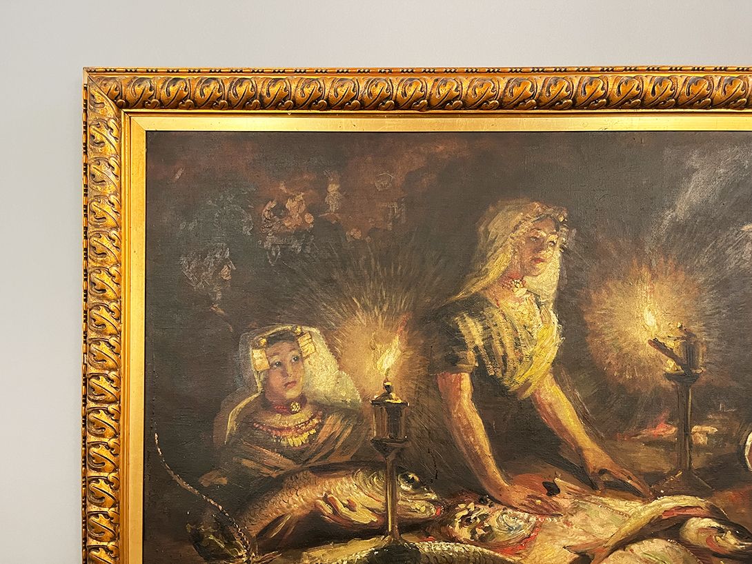Foto Huge Painting of a Historic Trading Scene at the Fish Market w220