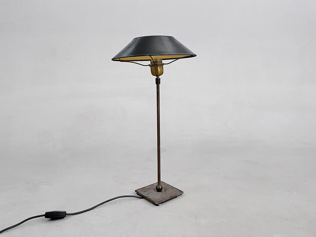 Foto Small Vintage Brass Lamp with Black Shade with Kontor 1909 h75 RG4