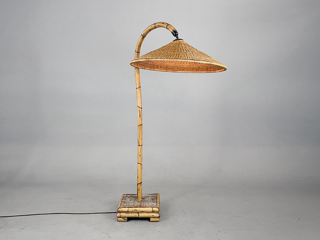 Foto Bamboo Floor Lamp Arco with Braided Shade h195