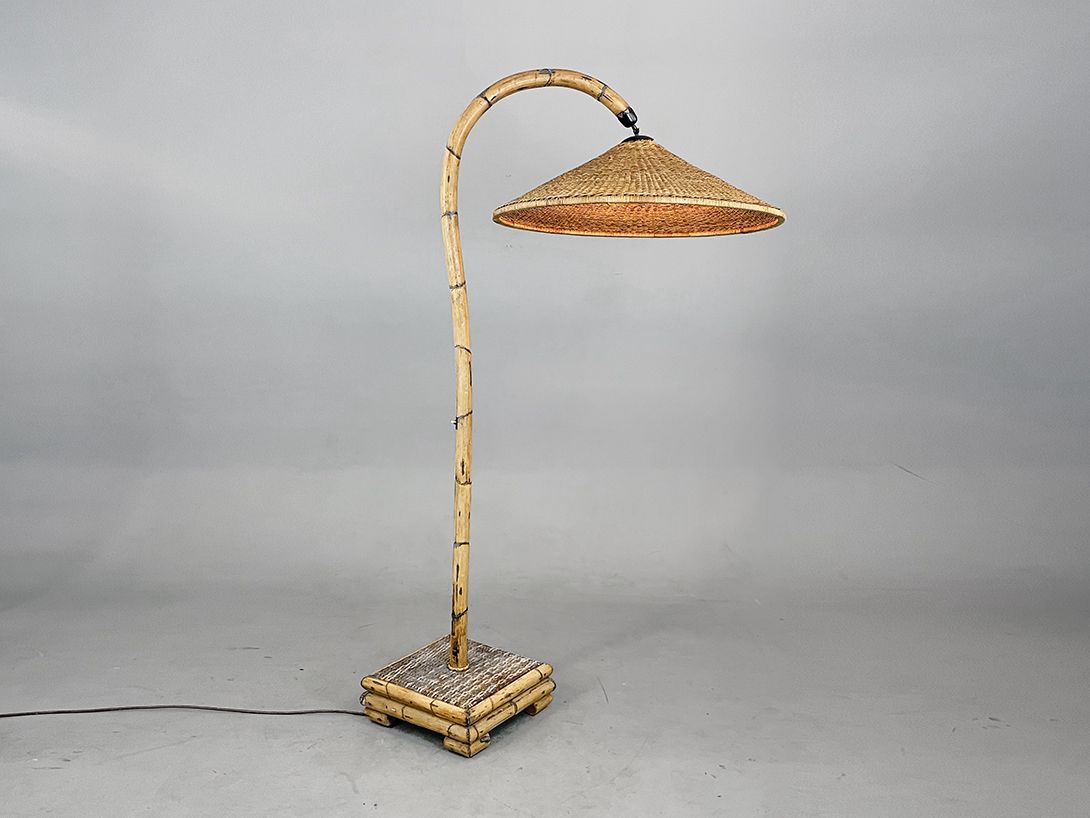 Foto Bamboo Floor Lamp Arco with Braided Shade h195