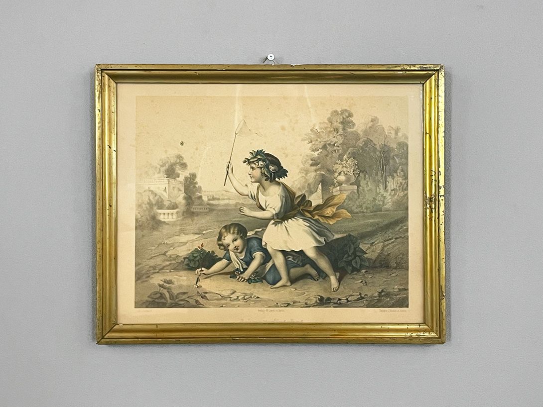 Foto Historic Print of Children Catching Butterflies h34