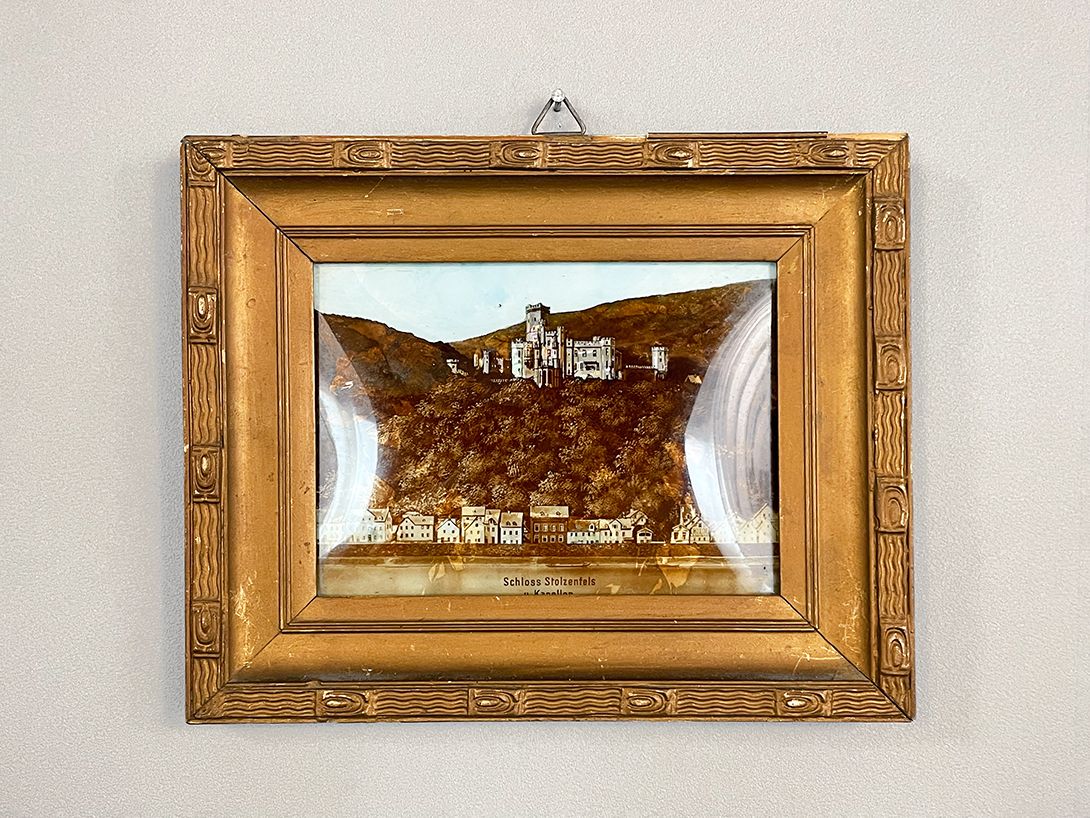 Foto View of Stolzenfels Castle on the Rhine in a Golden Frame 1910 h23