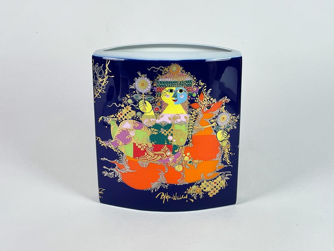 Foto Stunning Blue Bjorn Wiinblad Magical Vase for Rosenthal h32