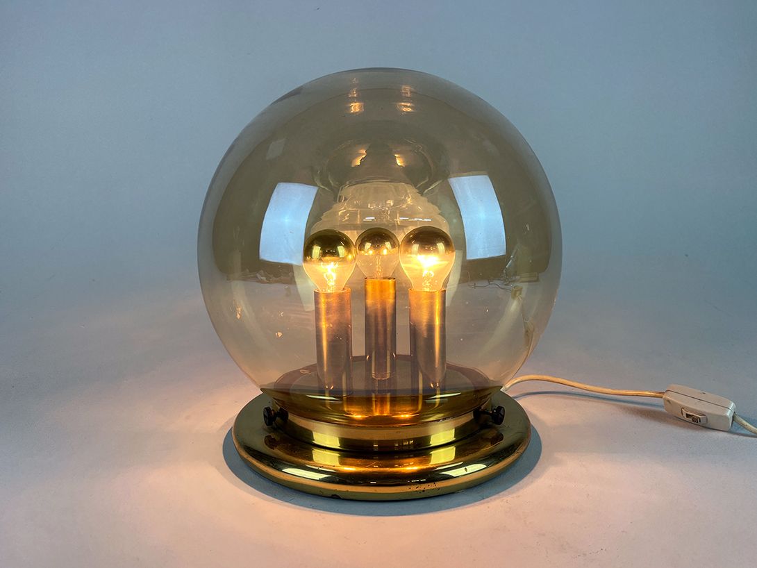 Foto Golden Precious Space-Age Doria Moon Murano Glass Ball Table Lamp h32