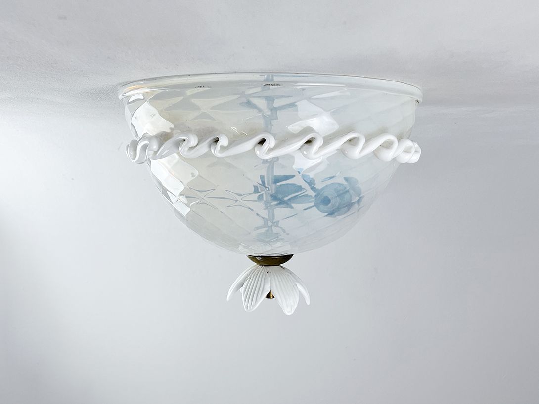 Foto Precious Floral Murano Style Glass and Porcelain Ceiling Lamp h20