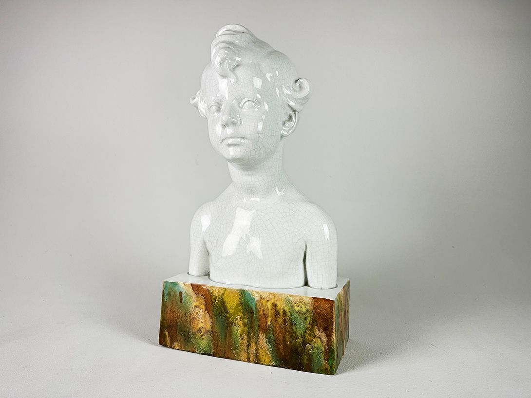 Foto Sculpture Porcelain, Torso Boy Prague 1900 h49