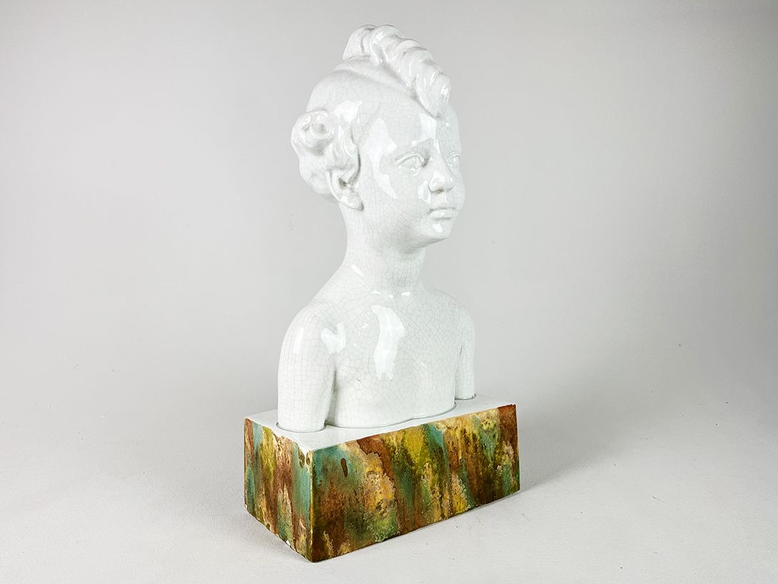 Foto Sculpture Porcelain, Torso Boy Prague 1900 h49