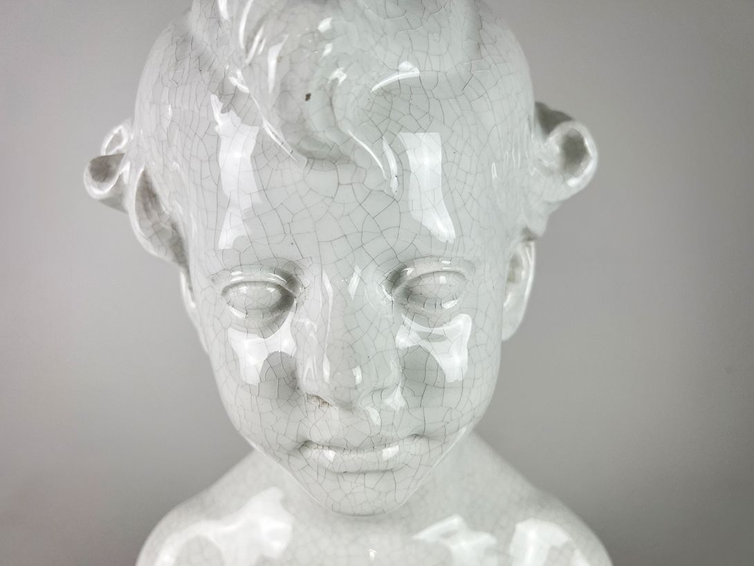 Foto Sculpture Porcelain, Torso Boy Prague 1900 h49