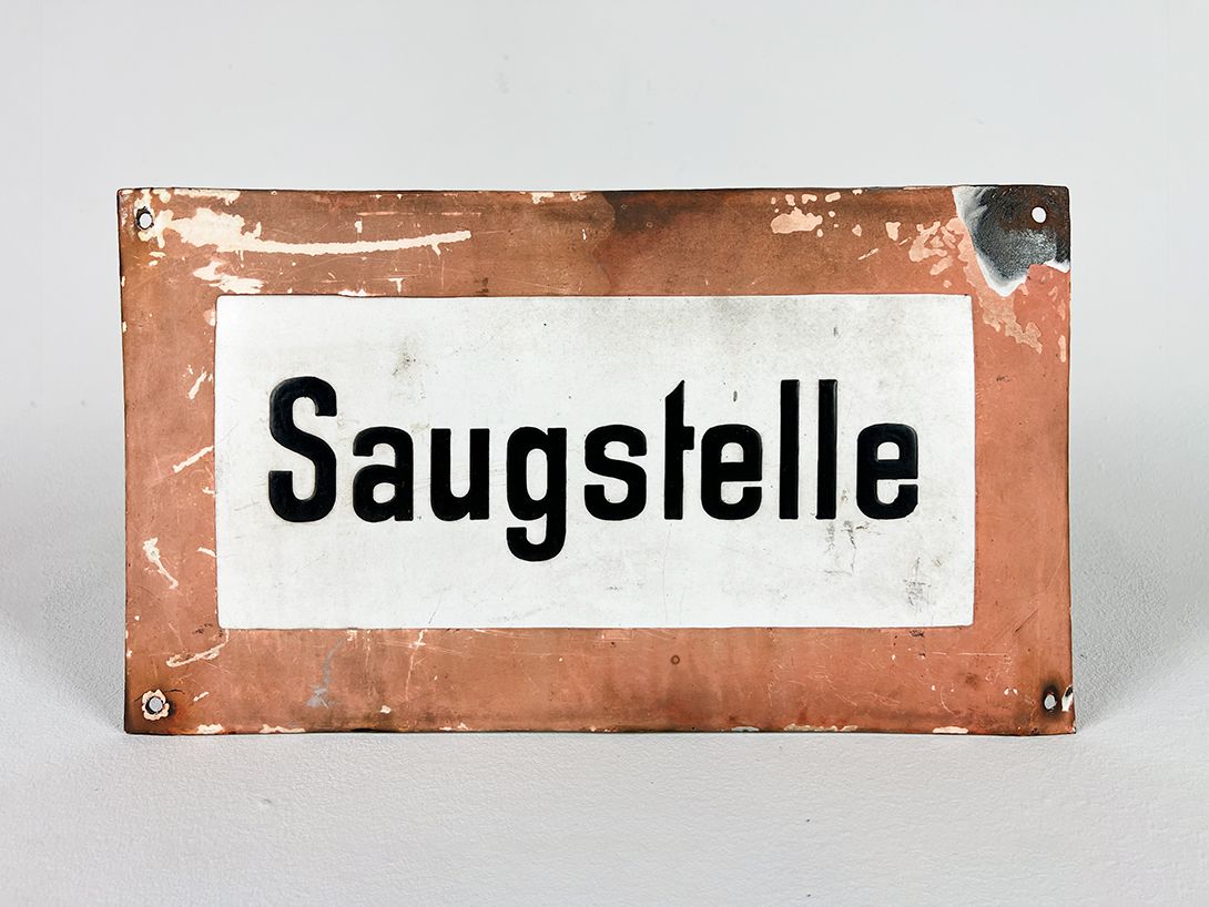 Foto „Saugstelle“ Sign from Livestock Farming GDR 1965 h30x35