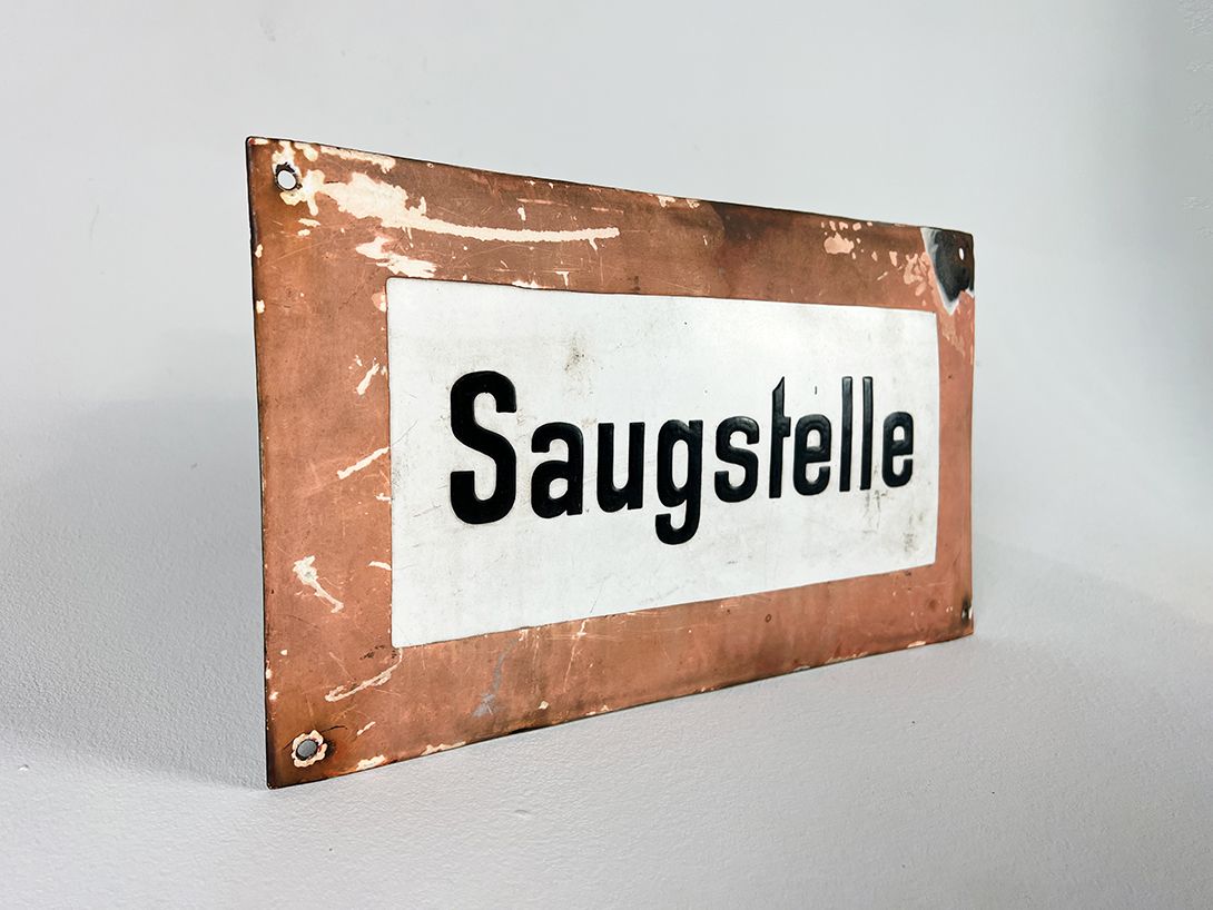 Foto „Saugstelle“ Sign from Livestock Farming GDR 1965 h30x35