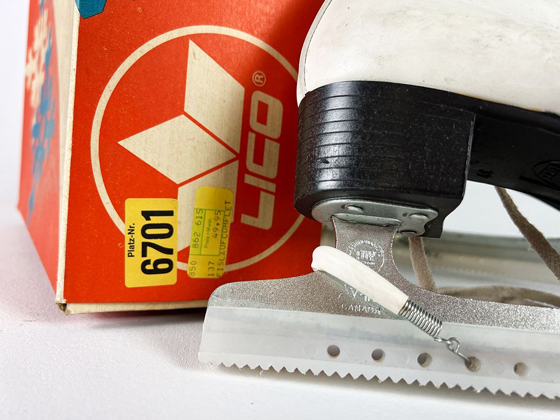 Foto Skates Female Balzer Model Lico Size 37 in Original Box with Advertising Stuff Austria 1985 h26x26x8