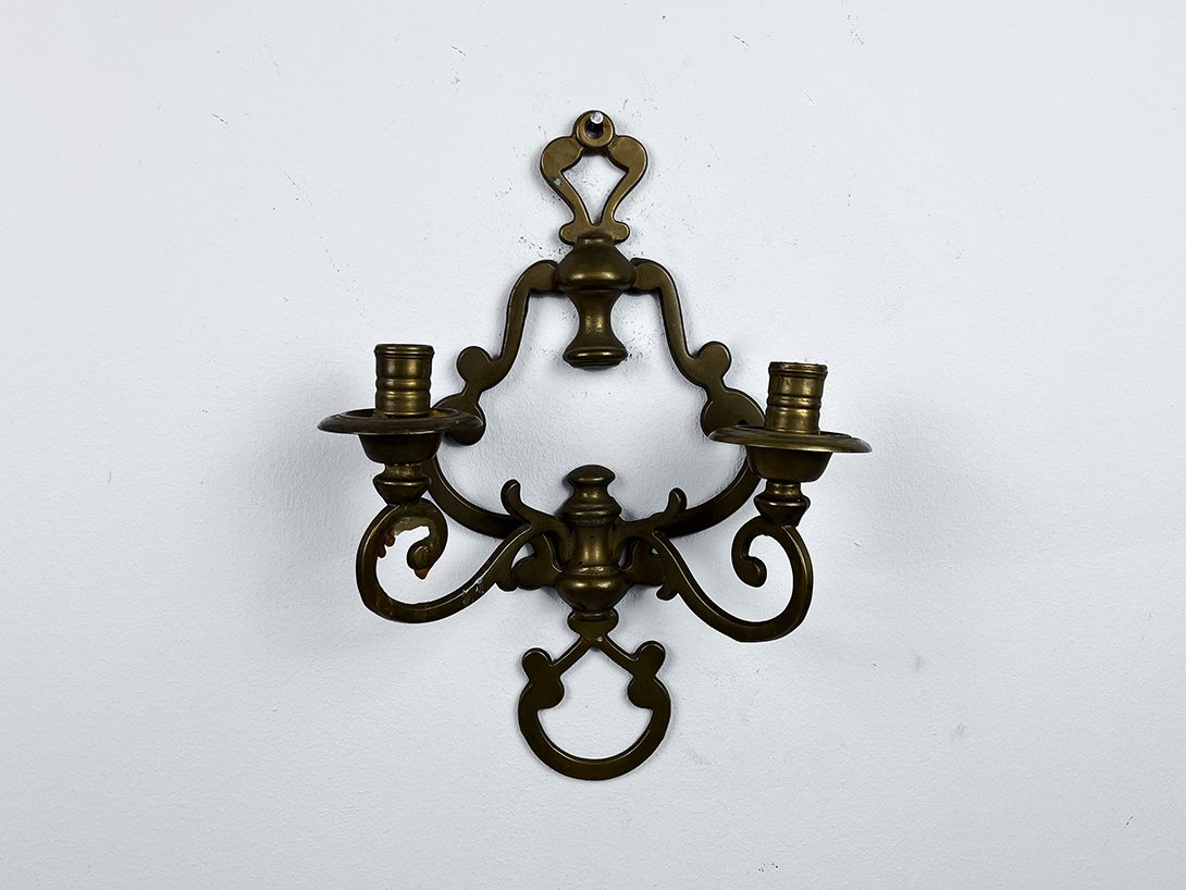 Foto Antique Art Nouveau Decorative Brass Wall Candle Holder h32