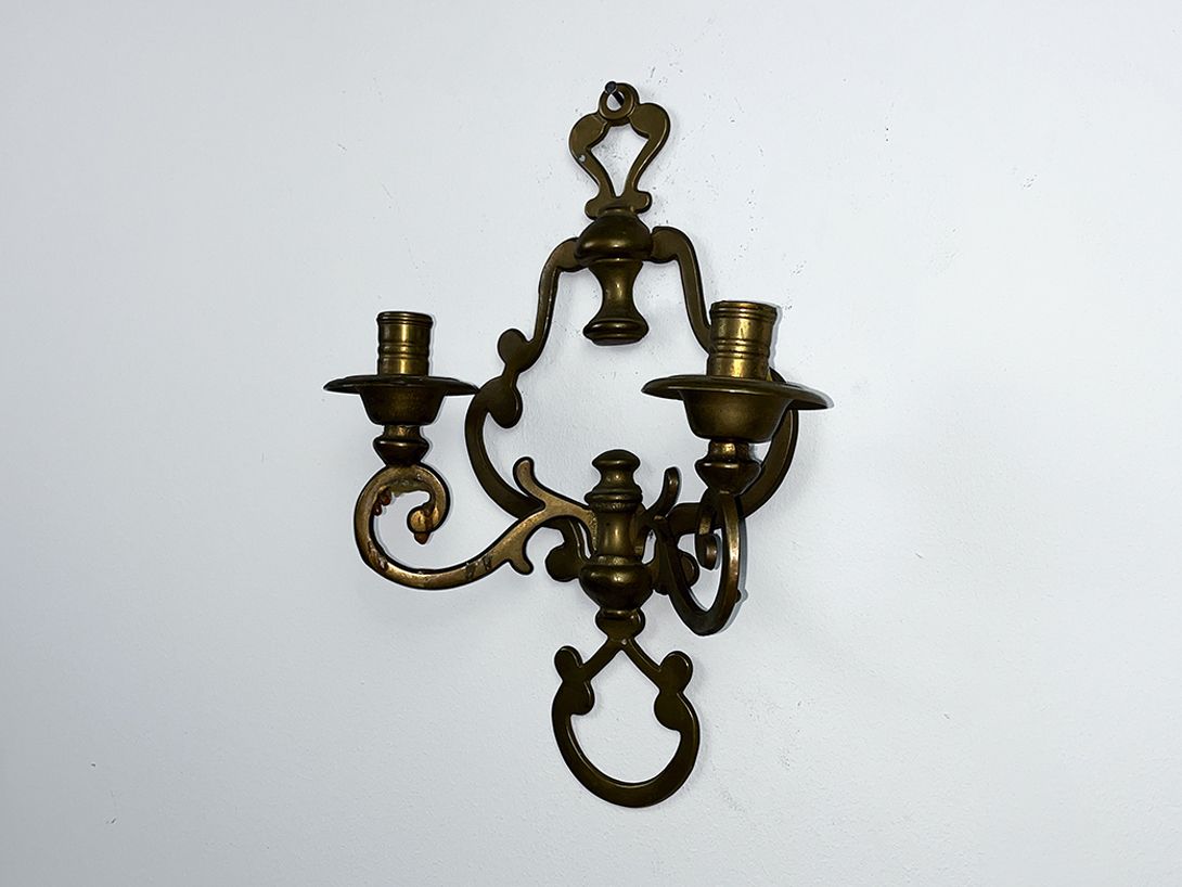 Foto Antique Art Nouveau Decorative Brass Wall Candle Holder h32
