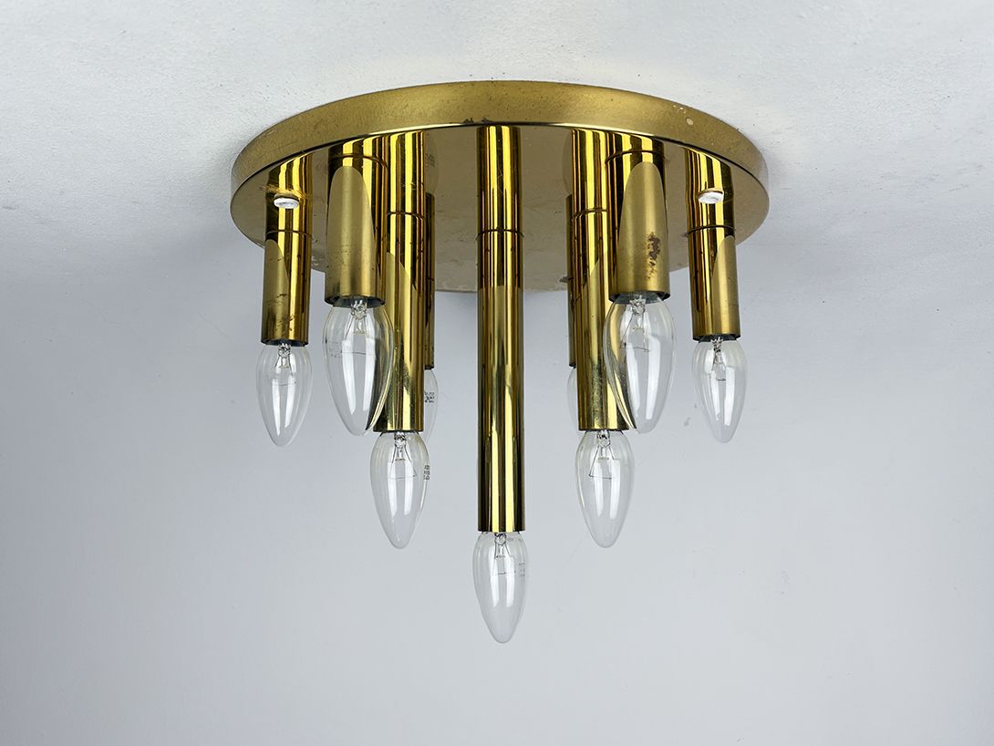 Foto Golden Atomic Pendant Lamp by Boulanger for Sciolari, Belgium, 1970s ø34