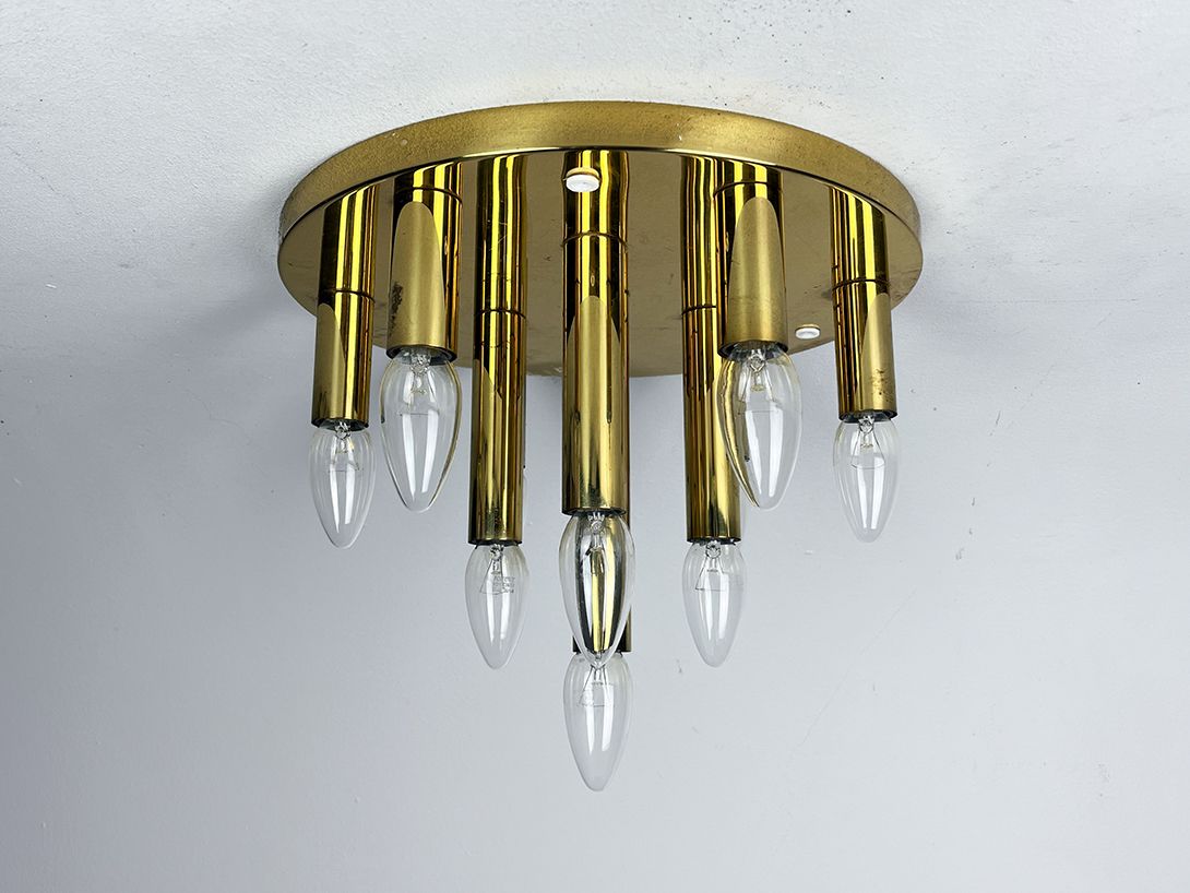 Foto Golden Atomic Pendant Lamp by Boulanger for Sciolari, Belgium, 1970s ø34