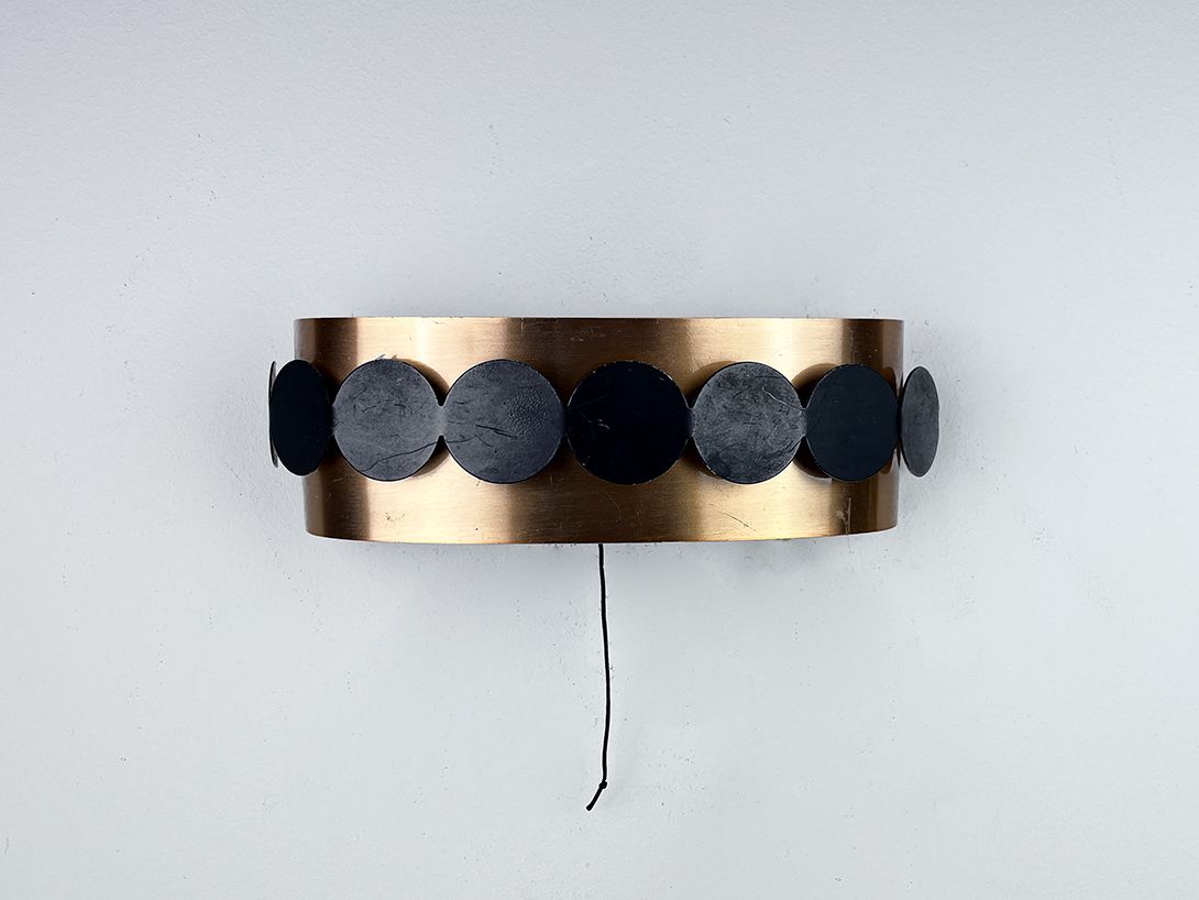 Foto Copper Metal Wall Lamp in the Style of Kaki, Germany 1970s w25