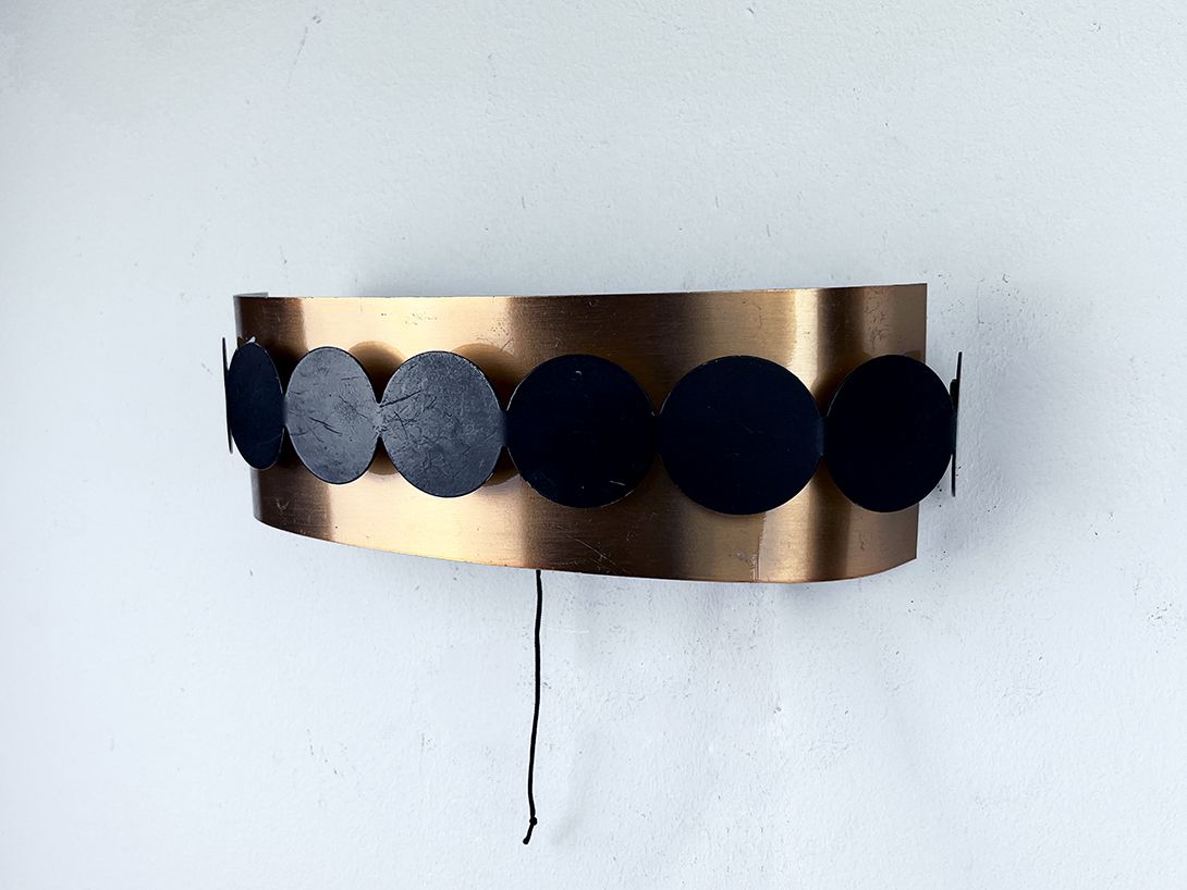 Foto Copper Metal Wall Lamp in the Style of Kaki, Germany 1970s w25