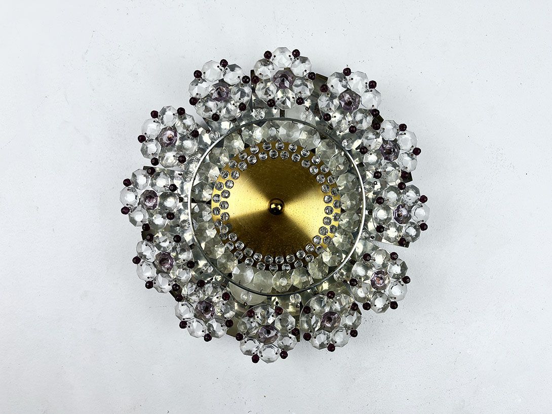 Foto Amazing Floral Crystal Wall Lamp by Palwa, 1950s