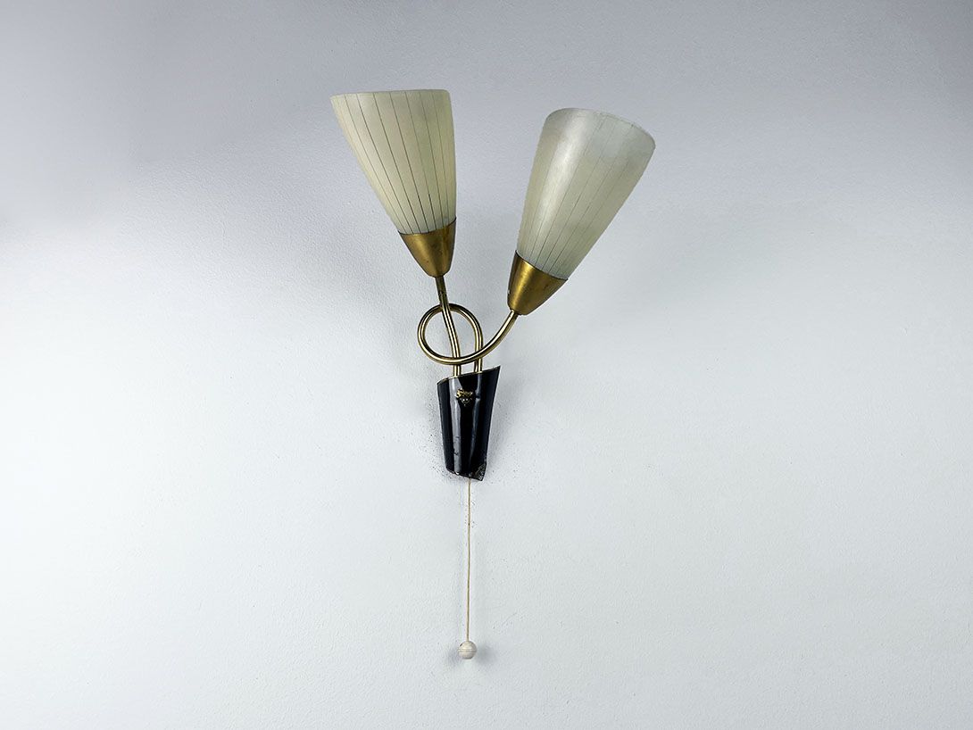 Foto Squiggly Early Mid-Century Golden Wall Lamp h35