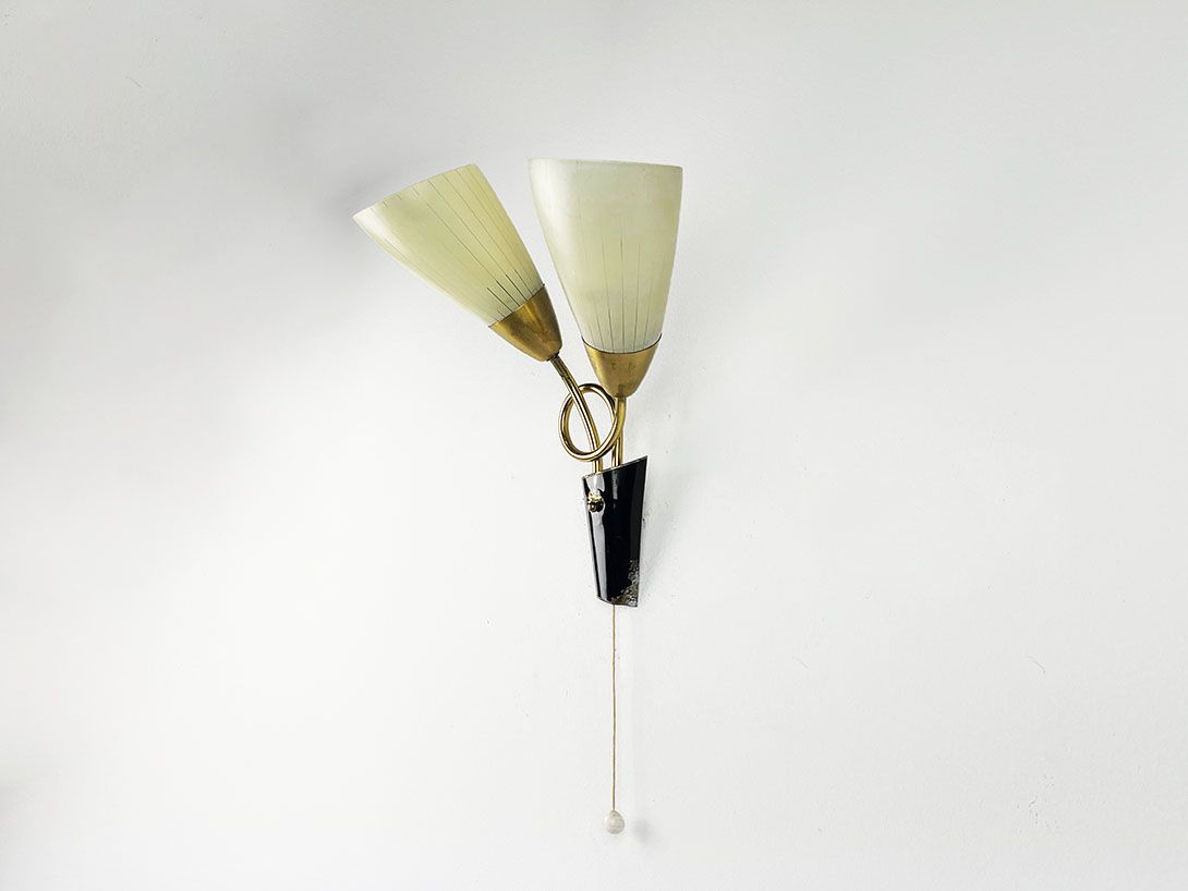 Foto Squiggly Early Mid-Century Golden Wall Lamp h35