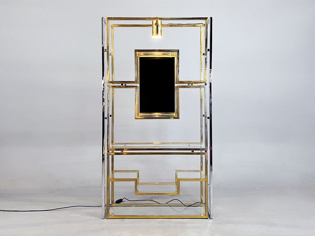 Foto Iluminated French Regency Shelf in Golden Metal by Kim Moltzer, 1970s