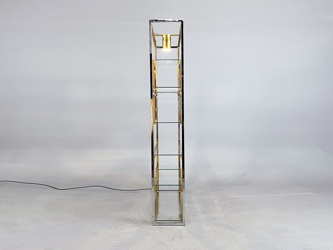 Foto Iluminated French Regency Shelf in Golden Metal by Kim Moltzer, 1970s
