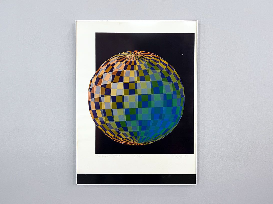 Foto OP-Art Colorful Ball Print with Blue, Red and Yellow Details h70