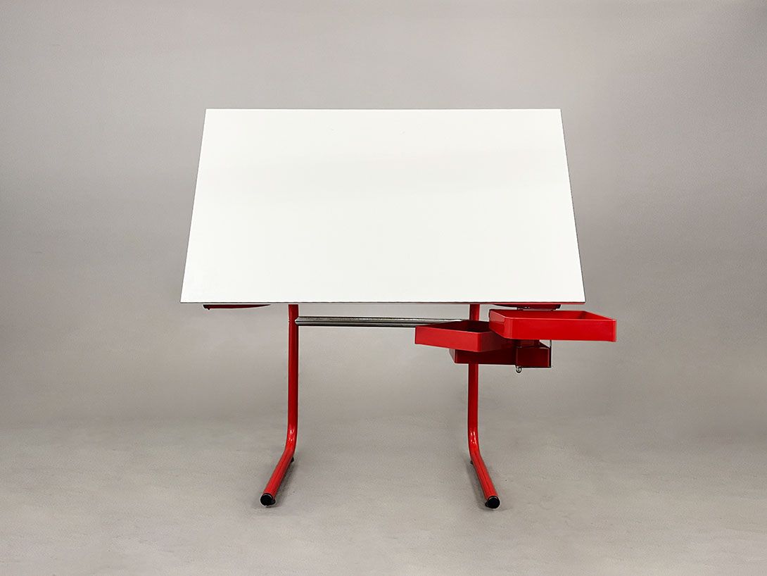 Foto Red Joe Colombo Space Age Pupil Desk Craft Table Italy 1970s