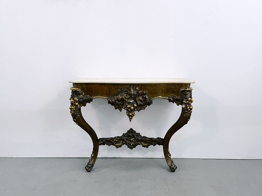 Foto Baroque Style Gold Plated Wall Console with Marmor Top h80