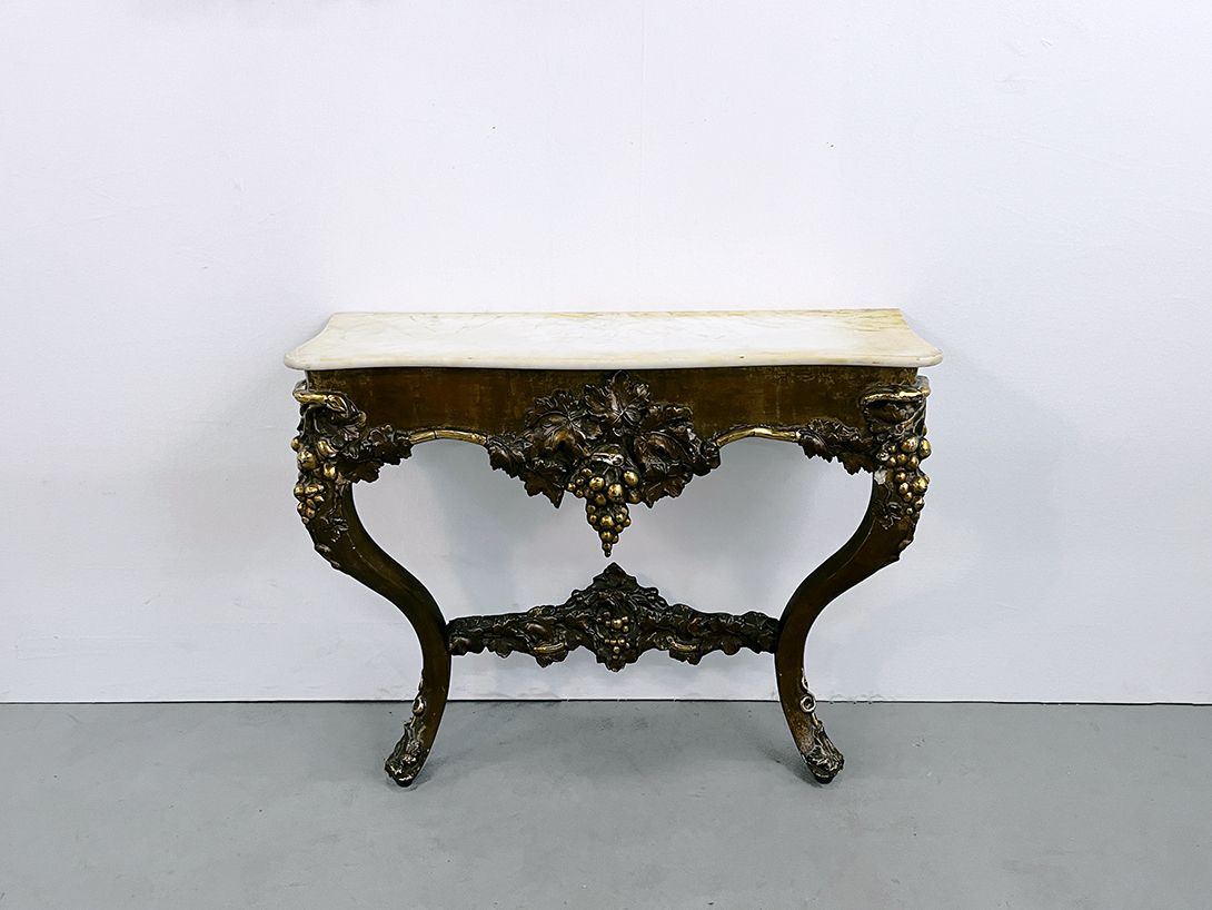 Foto Baroque Style Gold Plated Wall Console with Marmor Top h80