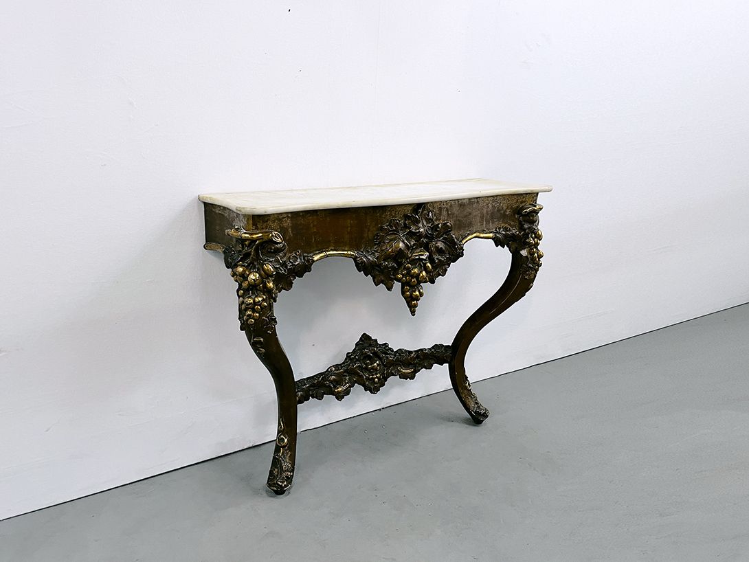 Foto Baroque Style Gold Plated Wall Console with Marmor Top h80