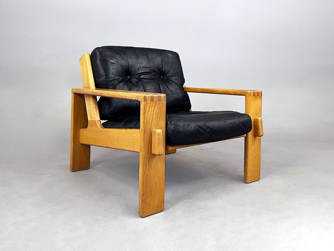 Foto Bonanza Leather Armchair by Esko Pyjamies 1966 Finland h75 sh40 *N