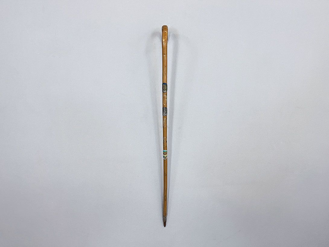 Foto Wooden Walking Stick with Souvenir Stick Nails h80