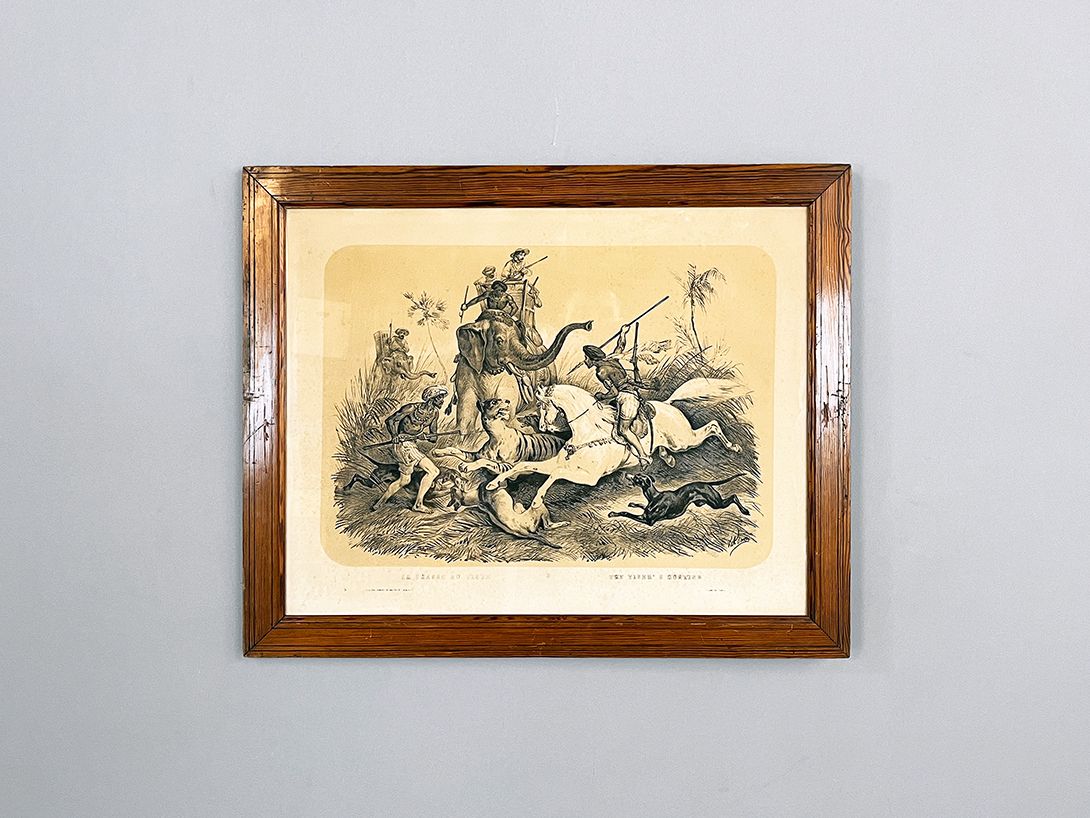 Foto Framed Lithography The Tiger Hunt by Victor Adam h57 13D15